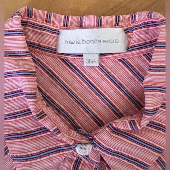 Sleeveless Shirt Maria Bonita Extra striped pink & blue - Picture 2 of 2